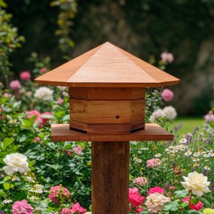 Casinha Hexagonal com Telhado em Madeira de Lei